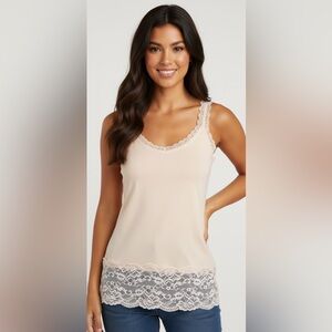 Vintage Y2K Sundance Pastel Peach Lace Trim Cami Tank Top Sz M Fairy Romantic